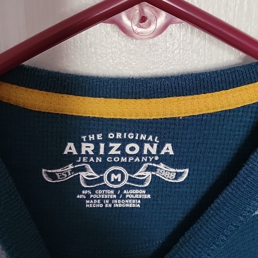 Arizona Boys, medium, teal and gray striped long sleeved shirt. - Picture 3 of 5